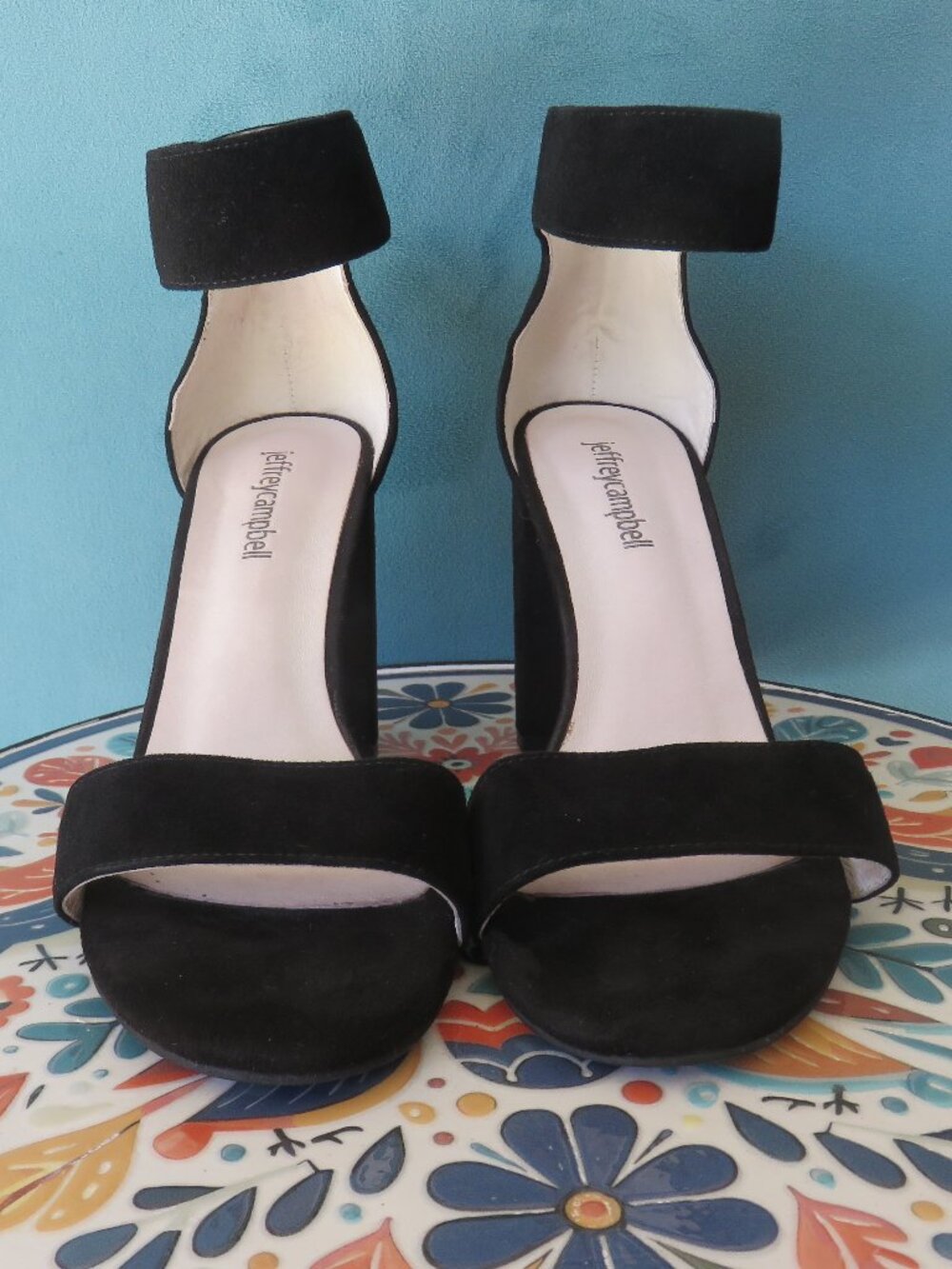 Jeffrey Campbell Lindsay Black Faux Suede Chunky Heel.......726